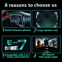 VR Helmet 3D Glasses Virtual Reality Support 0-800 Myopia For Smartphone Smart Phone Headset