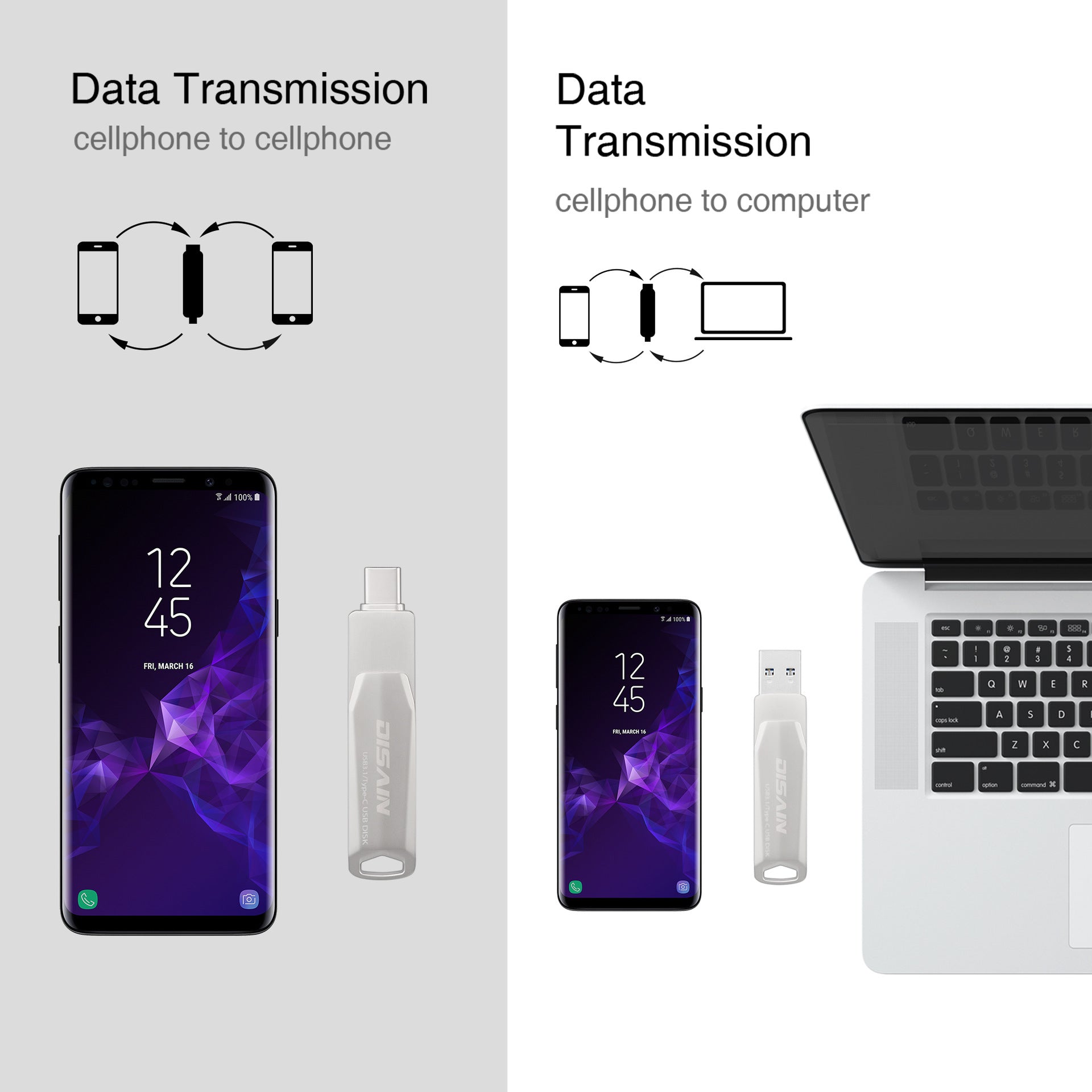 New Typec Metal Rotating USB  Drive Mobile